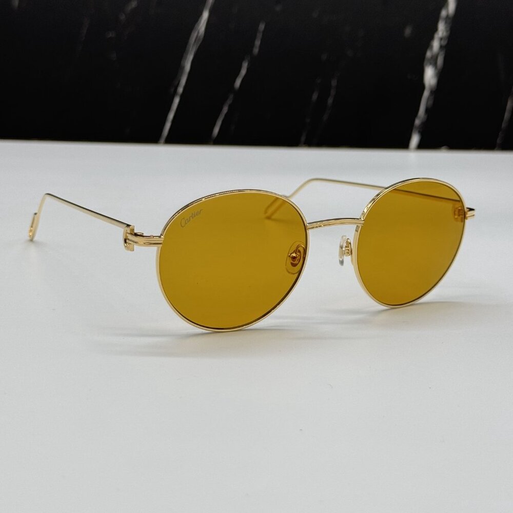 NEW CARTIER CT0249S 004 UNISEX GOLD ROUND SUNGLASSES CARTIER CT0249S - Picture 4 of 11